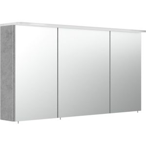 Spiegelkast David Beton - MDF - Breedte 120 cm - Hoogte 62.2 cm - Diepte 17 cm - Met stopcontact - Met verlichting