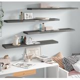 The Living Store Wandplanken - Set van 4 - Hoogglans Grijs - 120 x 23.5 x 3.8 cm - Honingraat MDF - Metaal