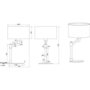 LED Tafellamp - Tafelverlichting - Torna Cindy - E27 Fitting - Rond - Mat Zwart - Aluminium