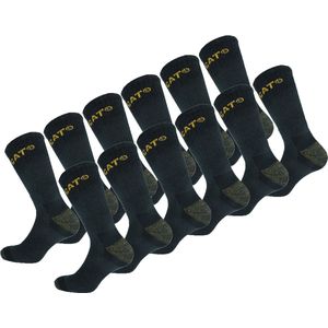 Caterpillar 12 Paar Premium Werksokken - Kuithoogte - Dubbele Versterkt - Katoen Grijs 47-50