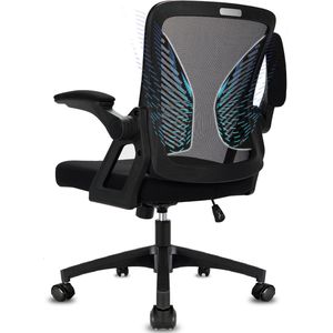 Milacyee Bureaustoel - Ergonomische Bureaustoel – Verstelbare Gaming/Computerstoel met Mesh Rug & Lendensteun – 90° Opklapbare Armleuningen – Directiestoel met Stille Wieltjes – Tot 150 kg Belasting,Zwarte - Geschikt voor thuiswerk en kantoor