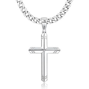 925-sterling-zilveren kruisketting met diamantgeslepen kruishanger - voor heren en dames .