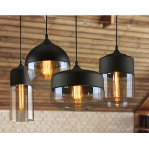 Aktie!!!!! - Meeuse-Led - Moderne hanglamp set van 4 stuks - Brown - Hanglampen Eetkamer - Woonkamer - Zwart - Modern - E27 - Cilinder - Bol - Exclusief lichtbron - 1 ronde montageplaat �Ø 500 mm