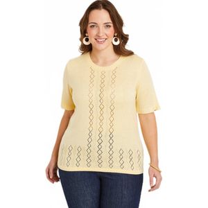 Opengewerkte trui met kralen, korte mouwen