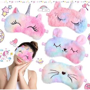 Slaapmasker Set voor Kinderen en Meisjes - Grappige Eenhoorn Slaapmaskers - Om Te Slapen - Lunchpauze Reizen - Pyjama-Feest Slaapmasker