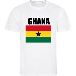WK - Ghana - T-shirt Wit - Voetbalshirt - Maat: 158/164 (XL) - 12 - 13 jaar - Landen shirts