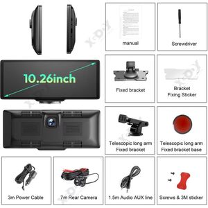 Dashcam Spiegel - Navigatiesysteem Auto - Dashcam voor auto - GPS Navigatie - Draadloze - 4K DVR - Bluetooth Audio - ADAS Systeem - 10.26"" - Achteruitrijcamera - 64TF