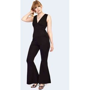 Voodoo Vixen - 60s Flare Jumpsuit - S - Zwart