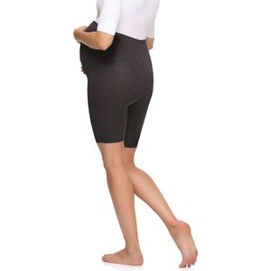 Be Mammy MS-MS10-299-LE Dames Zwangerschapsleggings Leggings - Sport - Vrijetijdsbroek - Kort - Katoen - Sporbroek - Yogabroek - Donker Gemêleerd - 4XL