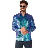 OppoSuits Shirt - Fancy Fish - Heren Carnavals Overhemd - Glimmend Shirt - Blauw - Maat: S