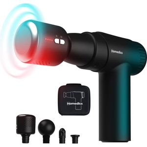 HoMedics - Novo - Massagegun - 4 Opzetstukken - 6 Intensiteitniveaus - USB C Oplaadbaar - Inclusief Opbergcase