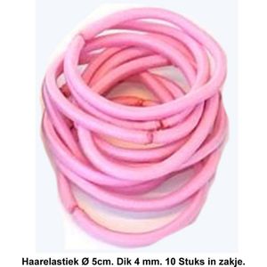 Rojafit Haarelastiekjes – Ø 5 cm. / 4 mm. dik - 10 stuks – Pink