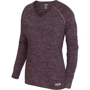 TCA Dames Elle Lange Mouw V-Hals Hardloop Top - Paars, M