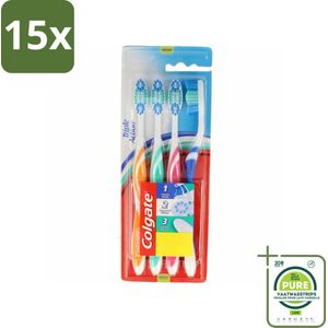 15 x Colgate - Tandenborstels - Triple Action - Medium - 4 borstels - Grootverpakking - Colgate Tandenborstel - Tandenborstel Medium - Tandenborstel 4 Stuks - Mondverzorging - Tanden Poetsen