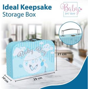 Blauwe Babygeschenkset - Mand vol babyproducten voor babyjongens met bewaardoos