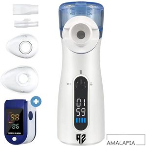Aerosoltoestel -Inhalator - Vernevelaar - Gezichtsstomer - Nebulizer -Vernevelaar inhalator -Led Display - Blauw - Type 3 - 2 standen - Instelbaar tijdens - Oplaadbaar -Inhalatieapparaat voor Kinderen,Volwassenen & Baby’s -Amalafia® - Black friday