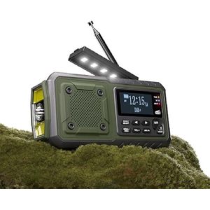 Draagbare Zonne-Radio met DAB+/FM, Led-Zaklamp en Leeslamp - Oplaadbare Noodradio - 5000 mah accu - SOS - Bluetooth Nood Radio