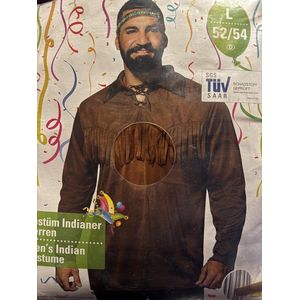 Indianen kostuum - enkel hemd - voor heren - Maat L - Maat 52 / 54