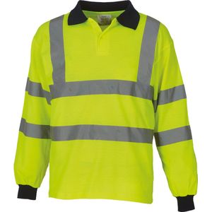 Yoko High Visibility Long Sleeve Polo Shirt YHVJ310 - Hi Vis Yellow - 3XL