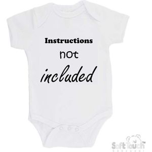 100% Katoenen Romper "Instructions not included" Unisex Katoen Wit/zwart 62/68