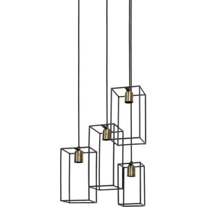 Light & Living Hanglamp Marley - Zwart - 35x32x57cm - 4L - Luxe - Hanglampen Eetkamer, Slaapkamer, Woonkamer