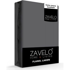 Zavelo Deluxe Flanel Laken Antraciet - Lits-jumeaux (240x300 cm) - 100% katoen - Extra Dik - Zware Kwaliteit - Hotelkwaliteit