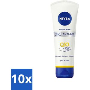 10 x NIVEA - Handcrème - 3-in-1 Q10 Anti-Veroudering - Anti-rimpel - Egaliseert - Hydrateert - 100 ml - Handverzorging - Q10 - Zachte Handen