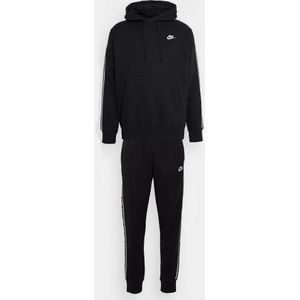 Trainingspak - Zwart - Sweatstof - Met Capuchon en Zijdelingse Strepen