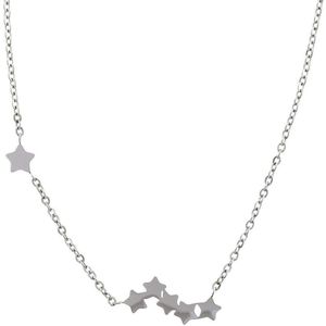 Behave Ketting sterren zilverkleur - dames - stainless steel - 37 cm