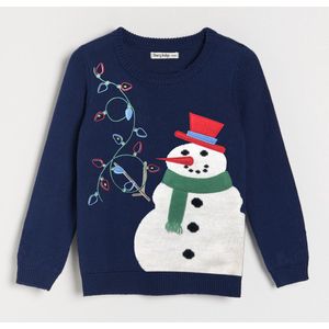 Foute Kersttrui voor kinderen | Christmas sweater | Kerstcadeau | jongens en meisjes | unisex | sneeuwpop | Blauw | Maat 116