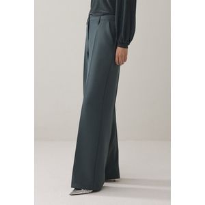 Summum Woman Wide legs foam uni dames broek groen (Maat: 38) - Effen
