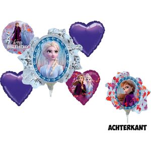 Amscan – Disney Frozen – Ballon set – 5-Delig - Happy Birthday – Helium ballon – Folieballon – Versiering - Kinderfeest.
