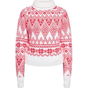 Mymo - Gebreide Trui - Rood Wit - Jacquard Coltrui