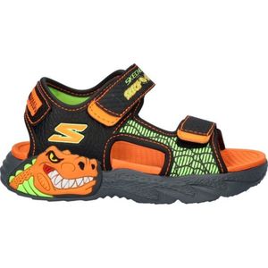 Skechers Creature-Splash Jongens Sneakers - Zwart/Oranje - Maat 35