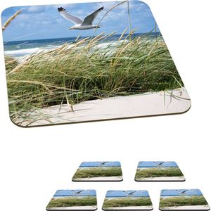 Onderzetters voor glazen - Strand - Planten - Vogel - 10x10 cm - Glasonderzetters - 6 stuks