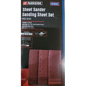 Schuurpapierset - Vlakschuurpapier Korrelgrootte: 60/120/240 (elk 6 bladen) - Gebruik: hout - 18 delig - Multischuurmachine -  Geschikt voor gangbare multischuurmachines