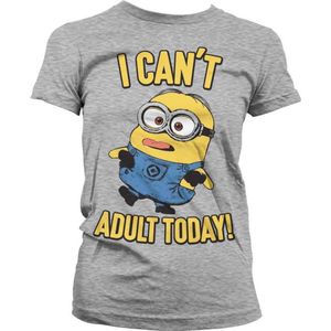 Minions Dames Tshirt -XL- I Can't Adult Today Grijs