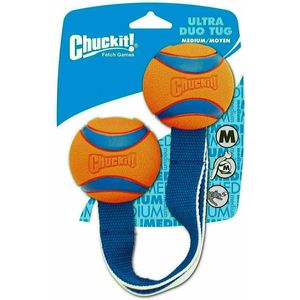 Chuckit! Ultra Duo Tug - Hondenspeelgoed - Apporteerspeelgoed - Nylon/Rubber - Medium - Ø6 cm - Blauw/Oranje