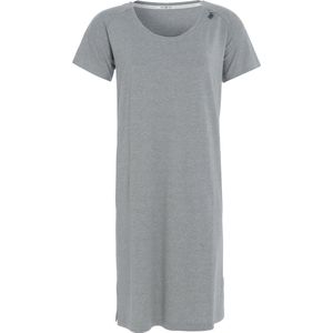 Knit Factory Lily Jurk - Dames midi-jurk met ronde hals - Rechte jurk - Korte mouwen - Jurk voor het voorjaar en de zomer - Licht Grijs - S