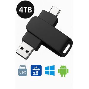MicroDrive - 4TB - USB Flash Drive - Zwart - Dual Geheugenstick - USB 3.1