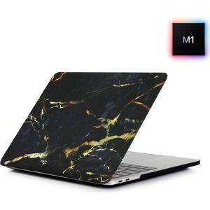 Laptophoes - Geschikt voor MacBook Pro M1 Hoes Case - 13 inch - A2338 (2020) - Marmer Zwart Goud