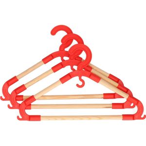 Storage Solutions kledinghangers voor kinderen - 3x - kunststof/hout - rood - Sterke kwaliteit