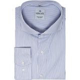 Vercate - Strijkvrij Overhemd - Wit Blauw - Wit Blauw Gestreept - Slim Fit - Poplin Katoen - Lange Mouw - Heren - Maat 44/XL