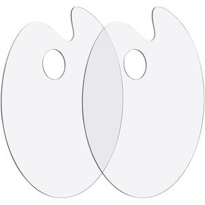 2 Pcs Acrylic Paint Palette Transparent Oval Moist Palette with Handle Hole for DIY Painting