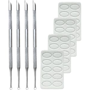 YUBBI 3-in-1 Nagelvijl en Prep Tool - Zebravijl - Bokkenpoot - Nagelriemverwijderaar - Nagelbuffer - 4 Stuks Incl. 40 Nagelvijl Stickers