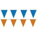 Oranje/Blauwe feest punt vlaggetjes pakket - 200 meter - slingers/ vlaggenlijn