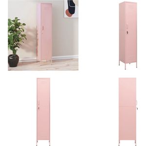 vidaXL Lockerkast 35x46x180 cm staal roze - Lockerkast - Lockerkasten - Locker Kast - Locker Kasten