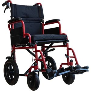 Transport rolstoel Plaza PL2 - Opvouwbaar - Zitbreedte: 45 cm - Anti-lek banden - Inclusief gratis rolstoelkussen - Rood