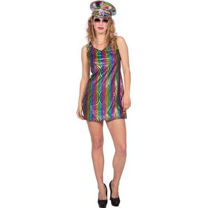 Wilbers & Wilbers - Jaren 80 & 90 Kostuum - Circle Of Rainbow Life - Vrouw - Multicolor - XS - Carnavalskleding - Verkleedkleding
