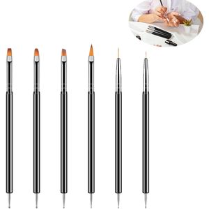 Nail Dotting Tools - 6 stuks - dubbelzijdige nail art penselen set - nail art gel polish liner penselen design pen - voor nail art tekenen